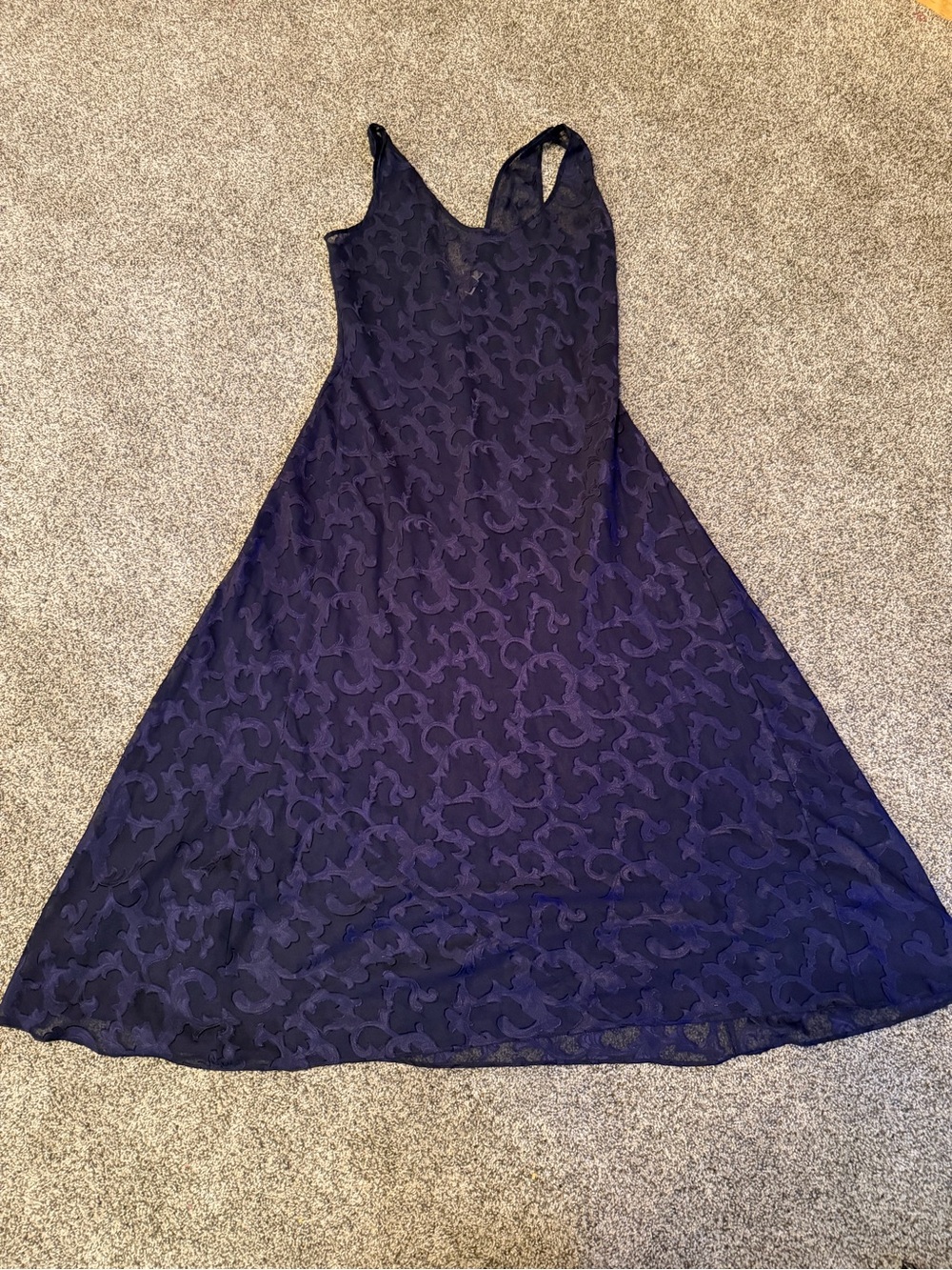 VTG Sheer Victoria’s Secret Gold Crown Label Maxi Slip Dress Sz L Luxe Romantic - Picture 1 of 7